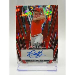 2024 Leaf Metal Baseball RHETT LOWDER Red Crystal Auto 5/10 SP Reds Color Match